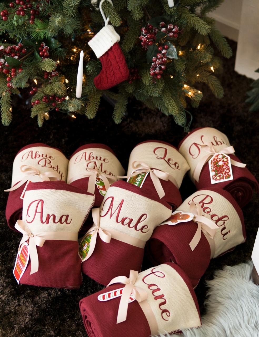 frazada rayada doble vista navidad