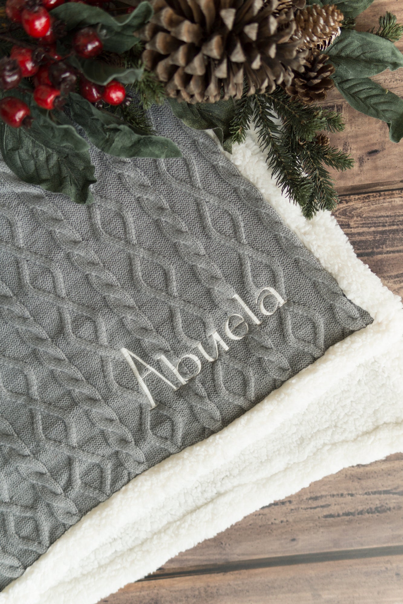 frazada trenza borrega navidad