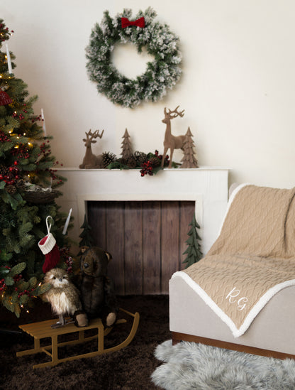 Frazada Trenza Borrega Navidad