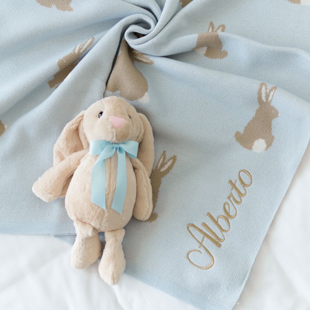 kit cobijita conejitos + conejo personalizado oreja