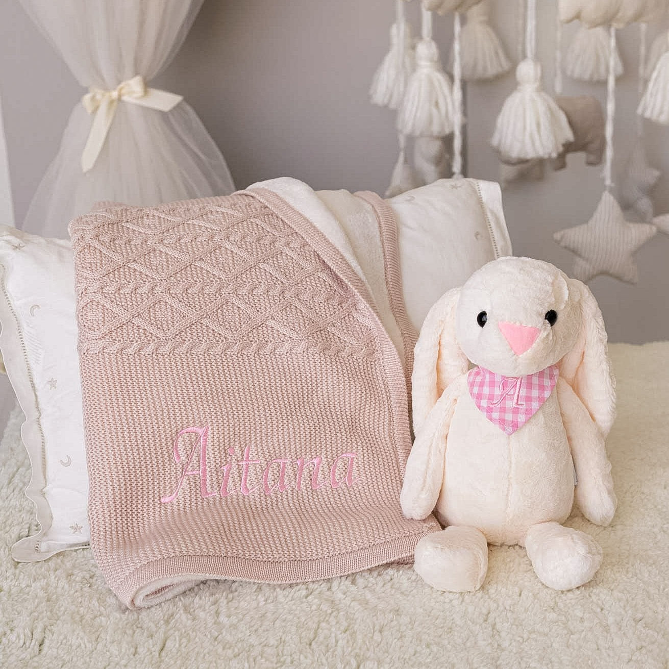 kit cobija polar niña + conejo m + envió gratis