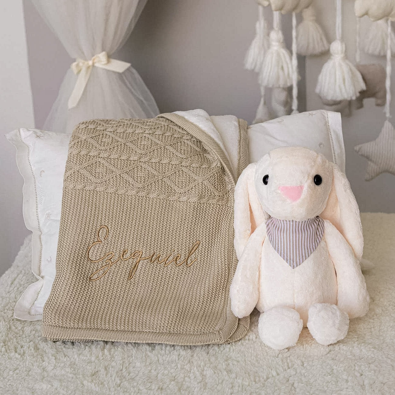 kit welcome baby polar con conejito  + envío gratis