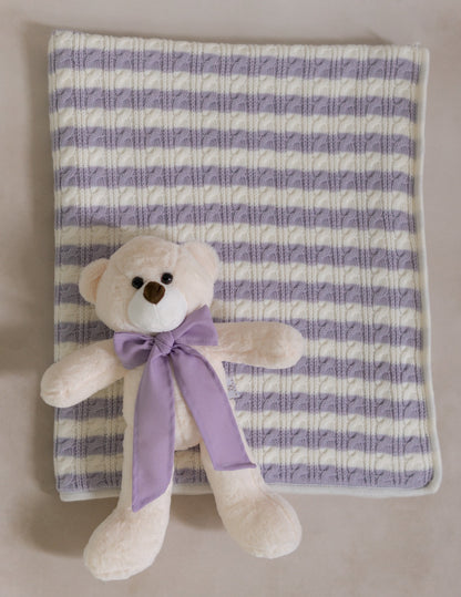 Kit Cobijita Polar Rayas + Oso Oliver Personalizado + Envío Gratis