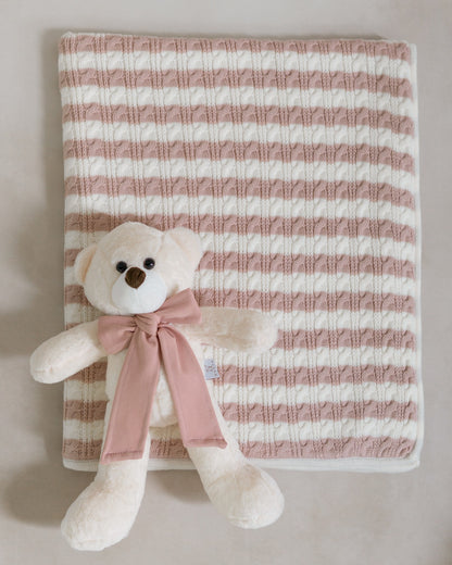 Kit Cobijita Polar Rayas + Oso Oliver Personalizado + Envío Gratis