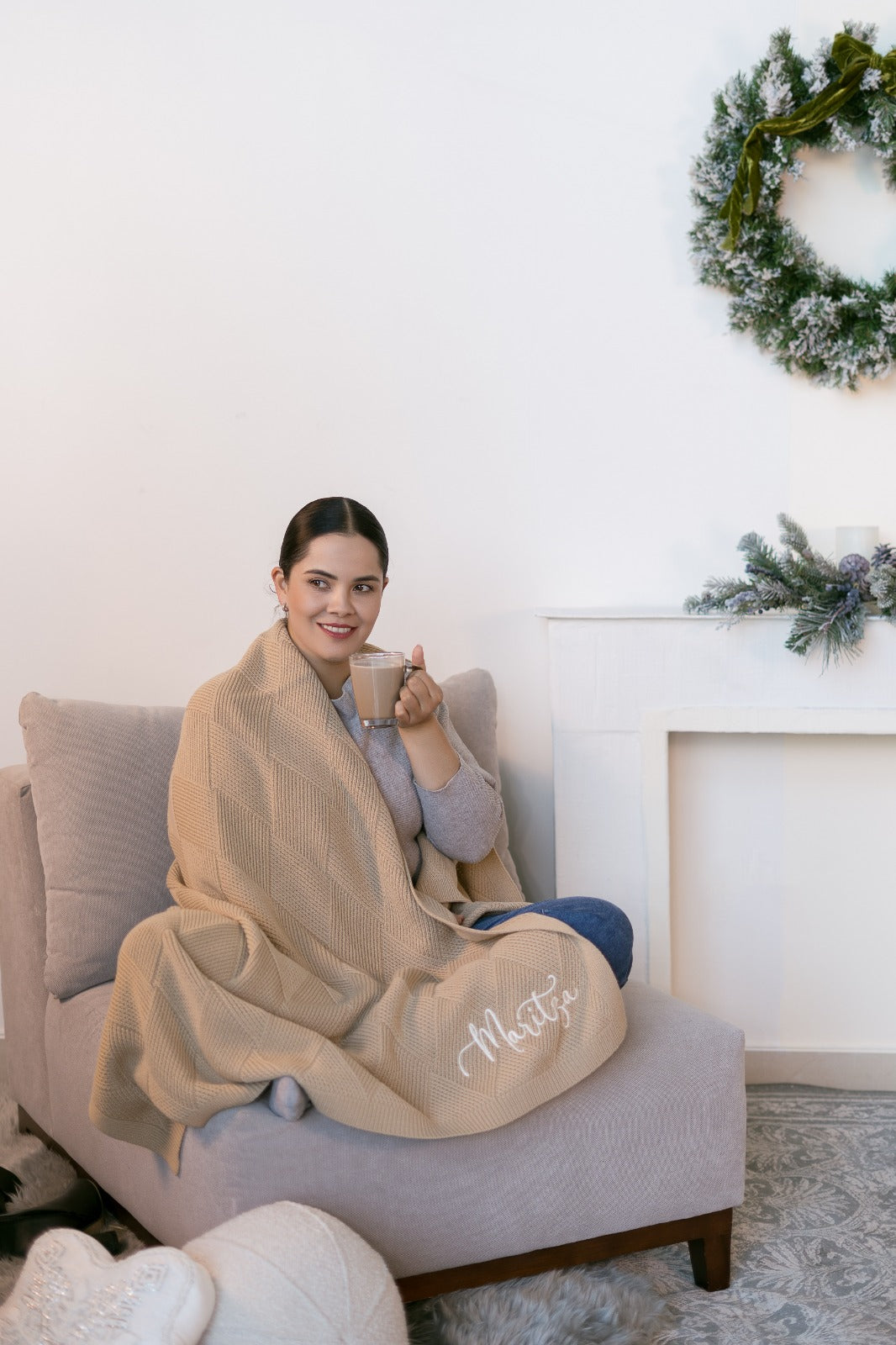 frazada rombos navidad