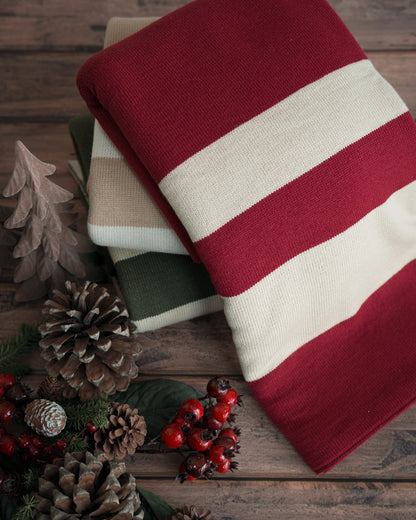 Frazada Rayada Doble Vista Navidad