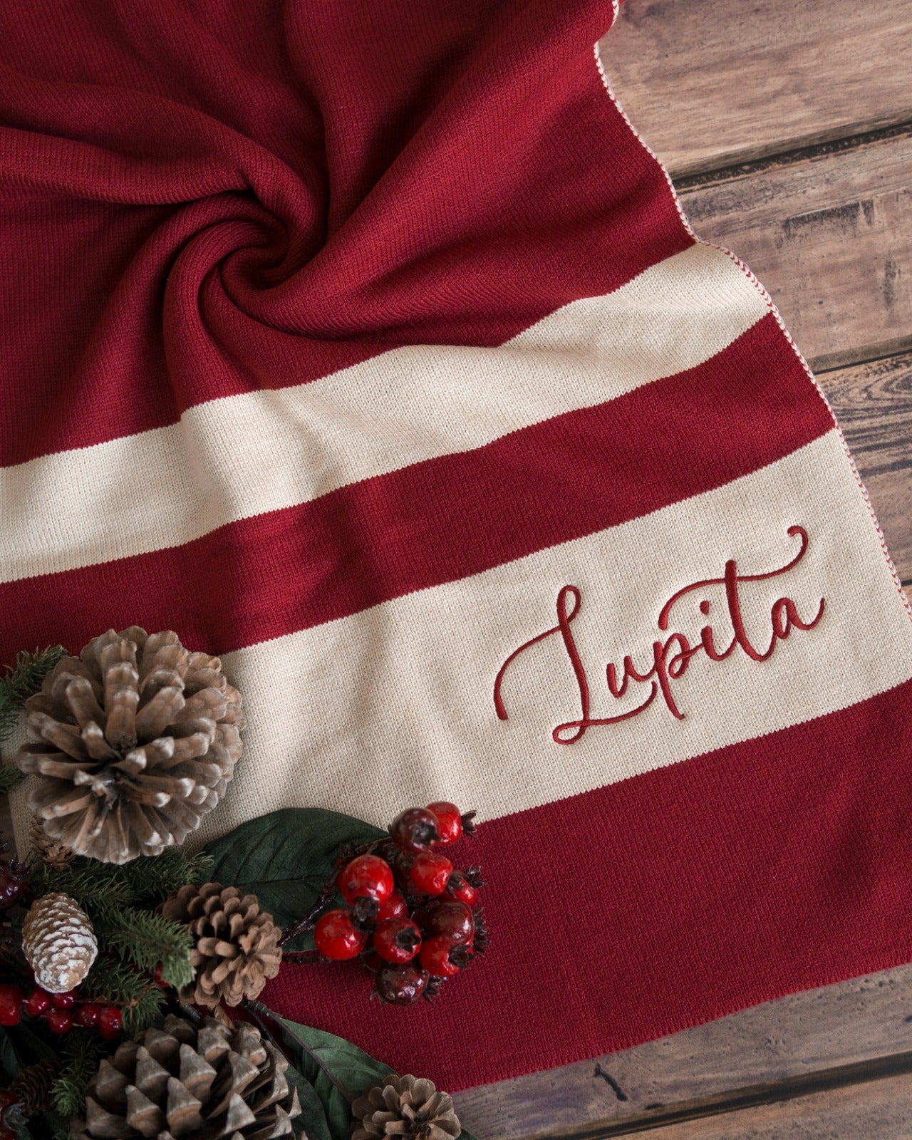 frazada rayada doble vista navidad