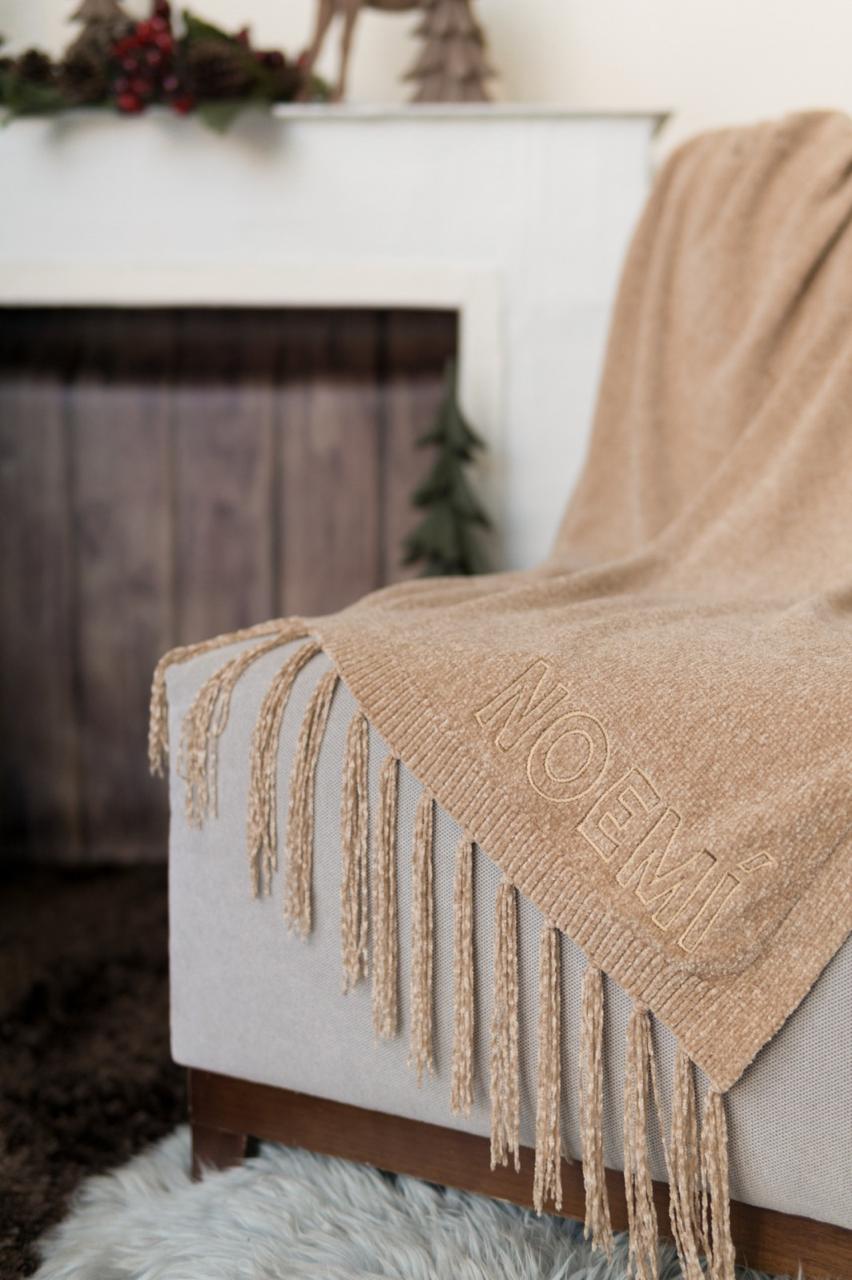 cobija lisa con flecos navidad