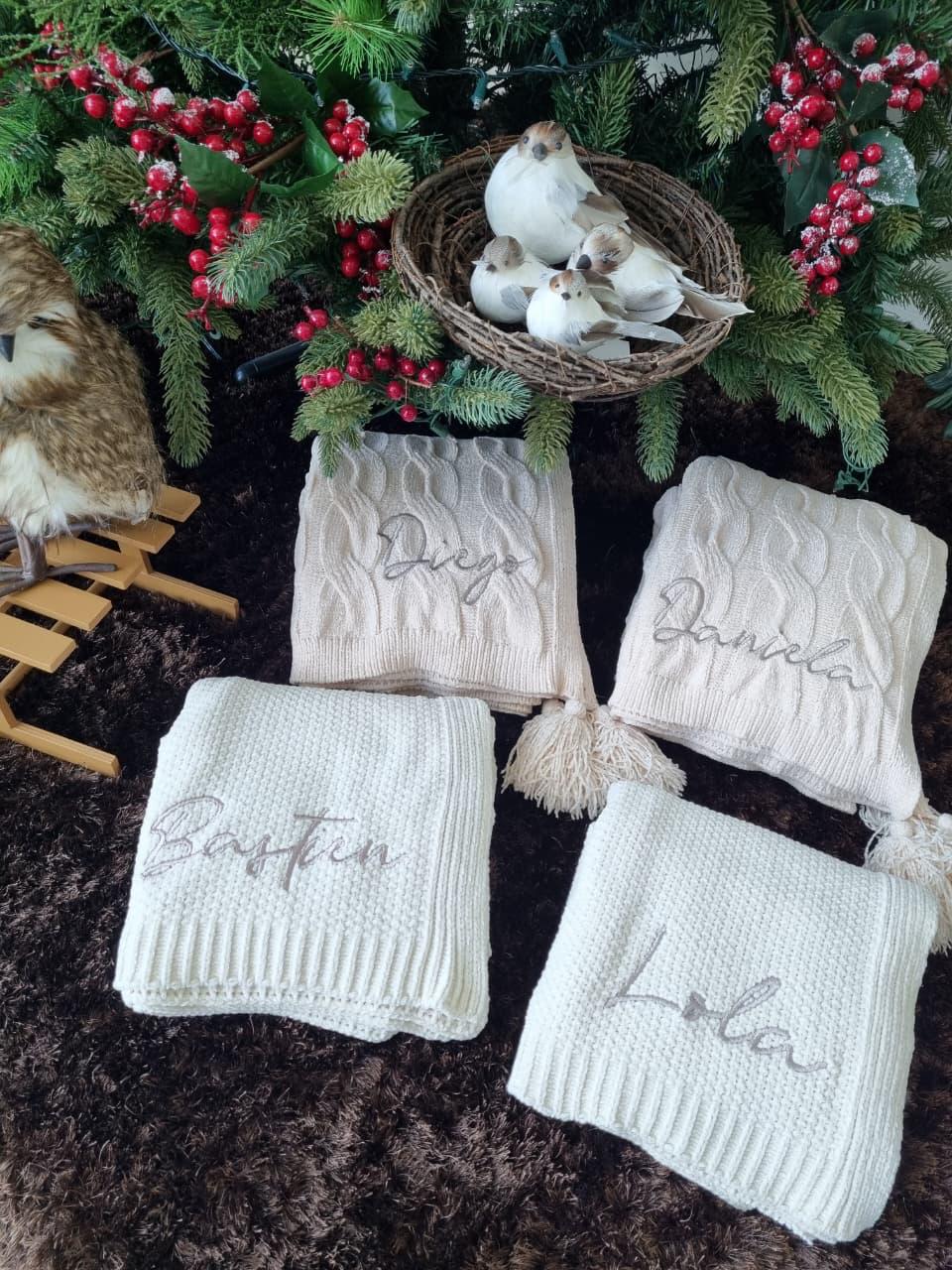 frazada chenille trenza 110 x 220 cm navidad