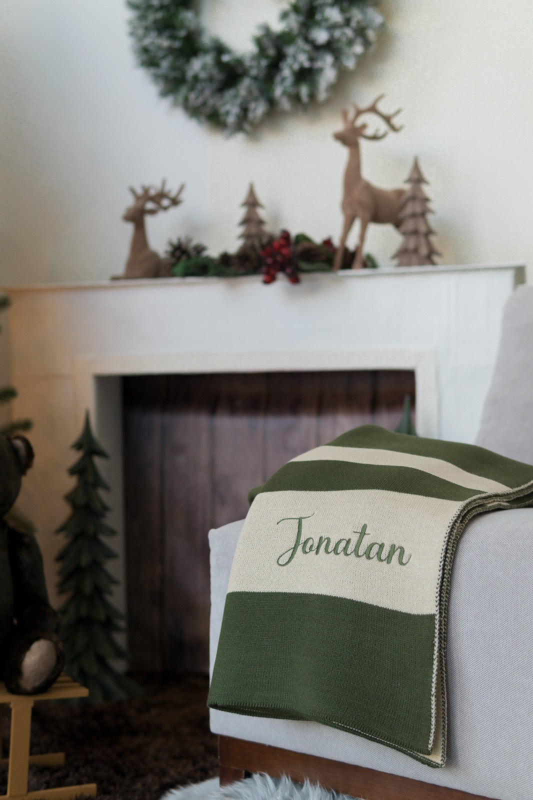 frazada rayada doble vista navidad