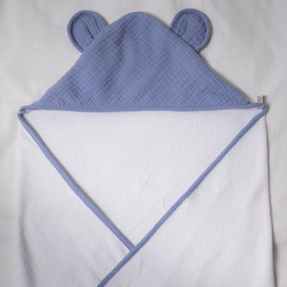 Kit de Toalla tipo Capa Oso Muselina con Toallitas Faciales