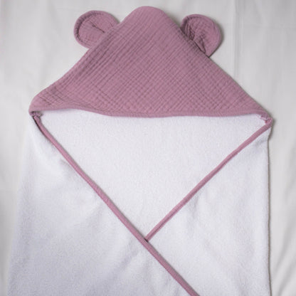 Kit de Toalla tipo Capa Oso Muselina con Toallitas Faciales