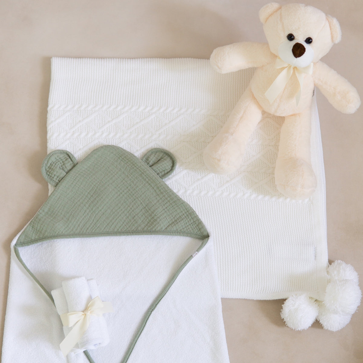 Set de Regalo Básicos Osos para El Bebé con Trapito de Apego  + Envío Gratis